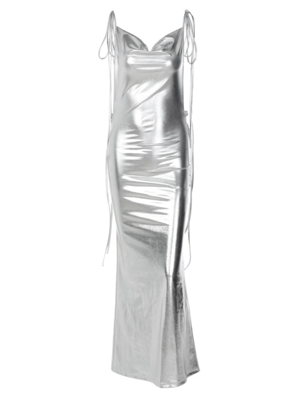 New sexy backless fishtail long dress with sexy straps
