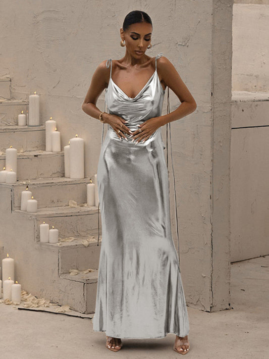 New sexy backless fishtail long dress with sexy straps