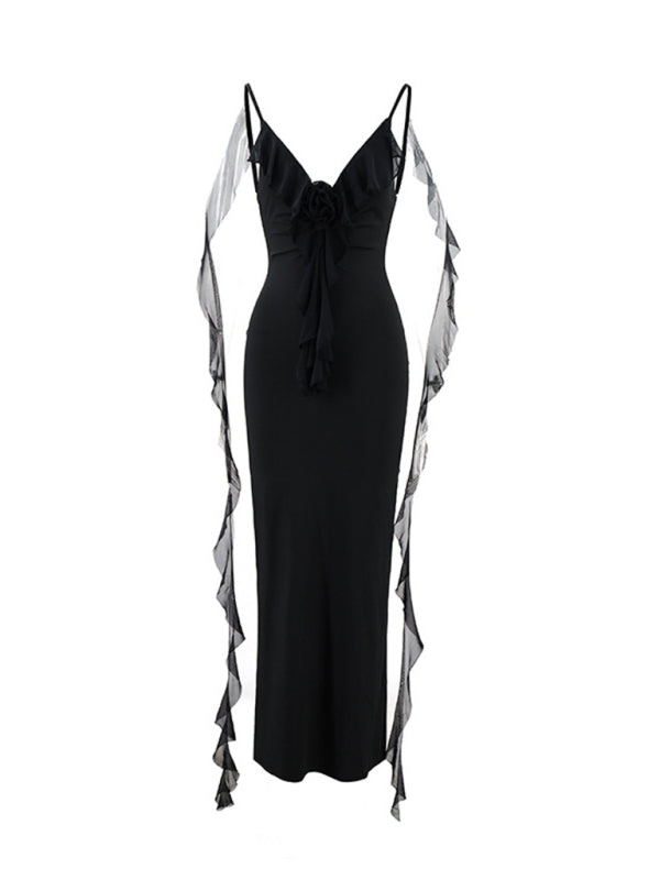 New sexy V-neck backless slim shoulder fishtail evening dress